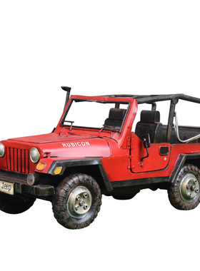 复古风牧马人铁皮汽车橱窗摆件