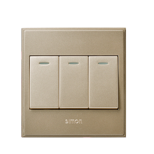 西蒙开关插座香槟金三开双控面板三位双连86型墙壁V51032BY-56