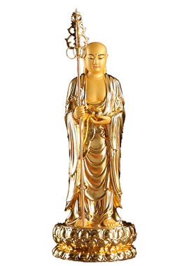 精雕纯铜贴金九华山地藏王佛像