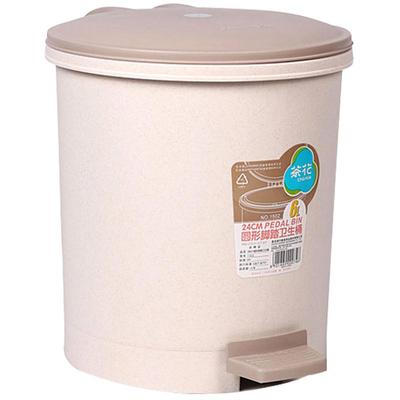 茶花脚踏式圆形带盖垃圾桶