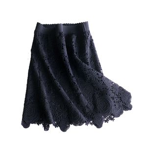 织其衣2024年夏显瘦小众设计感百搭时尚减龄大码蕾丝a短裙子通勤