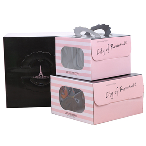 粉色铁塔手提6 8 10寸生日蛋糕包装盒子点心芝士慕斯盒包邮定制