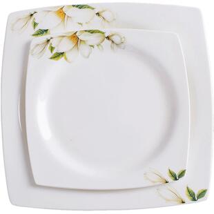 西餐盘牛排盘子餐点碟骨瓷创意家用商用陶瓷平盘牛扒盘四方平碟子