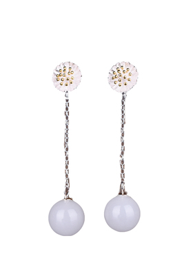 新疆和田玉耳环金丝玉兰花耳线925银配饰玉石耳坠镶嵌耳饰品耳钉