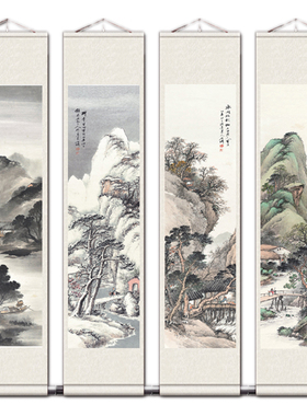 吴石花鸟丝绸屏风宣纸中式国画