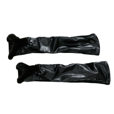 海宁半指长款水貂毛羊皮手套