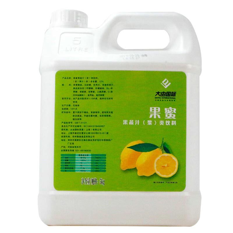大由国际果蜜柠檬水专用糖浆奶茶店专用原材料果汁伴侣商用5kg