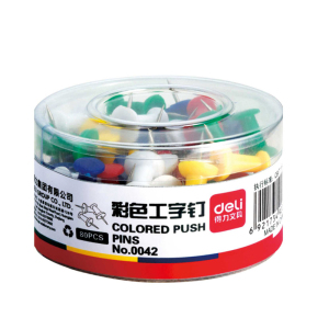 得力彩色工字钉80枚大头钉图钉按钉可钉墙图钉画diy定制照片按钉金属钉彩色子墙钉照片墙软木钉