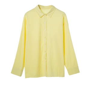 少女chic小鸡黄色衬衫女早秋鹅黄色衬衫淡黄色中长款防晒开衫外套