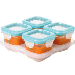 美国oxo辅食盒玻璃冷冻盒 辅食格冷冻格婴儿保鲜盒儿童宝宝存储盒