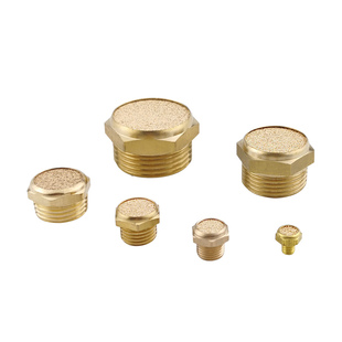 气动电磁阀BSL铜平头消声器PSV-01一寸02分3分4分6分排气消音器M5