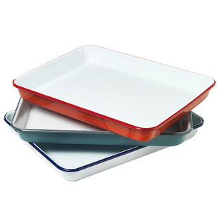 茶茶向上 Falcon复古搪瓷盘子烘焙盘托盘收纳盘茶盘 欧式珐琅烤盘