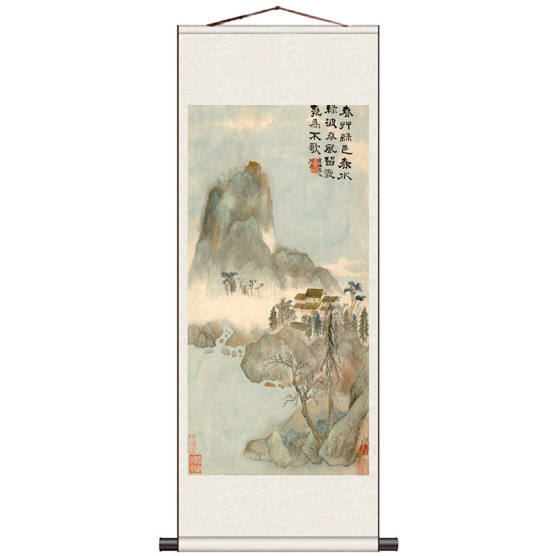 清代石涛复制山水宣纸卷轴画