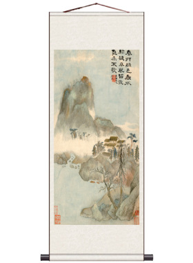 清代石涛复制山水宣纸卷轴画