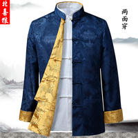 Spring and Autumn new men's casual jacket, long-sleeved, double-sided Tang suit men's wear, button-up, retro Chinese style, plover top thumbnail 8