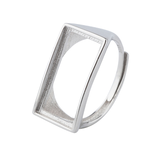 S925纯银戒指空托活口玉石首饰DIY镶嵌粘石加工定制银托男戒指托