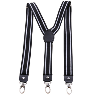 条纹背带夹男士女士通用款钩扣挂钩弹性吊带夹带中老人防滑掉裤带