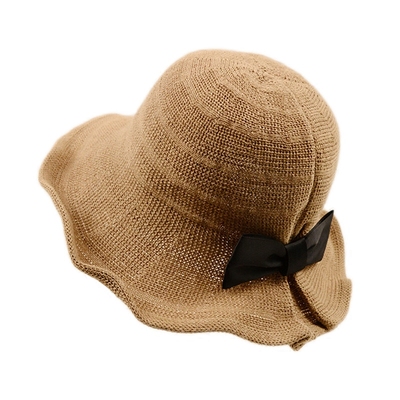 盆帽褶皱蝴蝶结夏季出游可折叠