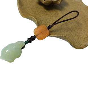 玉石手机绳挂饰U盘手机壳通用挂绳 翡翠龙龟葫芦花生吊坠钥匙挂件