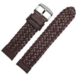 适用华为watch 2pro智能手表带 三星Gear S3牛皮表带 个性编织带 22mm腕带 Ticwatch E2/S2手表真皮表带