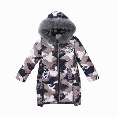 加厚迷彩羽绒棉服中长款保暖童装