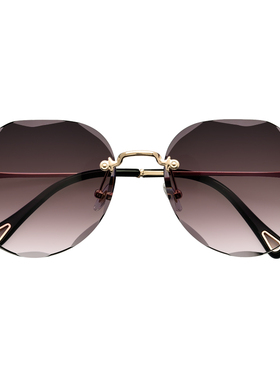 墨镜切边圆形复古风无框太阳镜