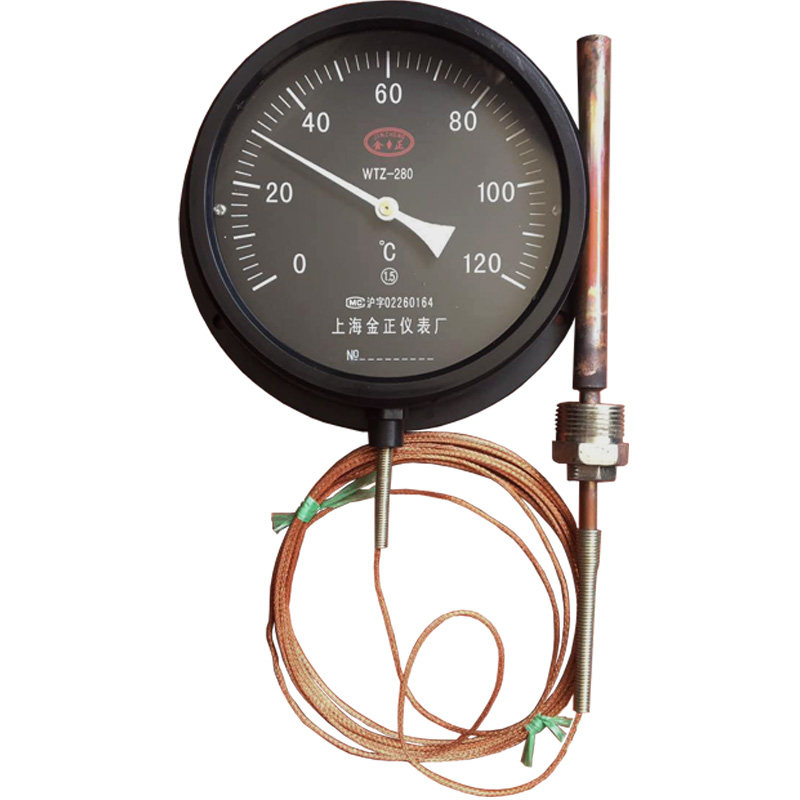 上海金正压力式温度计工业锅炉测水温油温指针温度表WTZ280测温仪