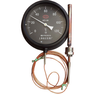 上海金正压力式温度计工业锅炉测水温油温指针温度表WTZ280测温仪
