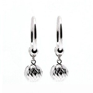 欧格丽铂金耳圈Pt950耳环闪面多切面镭射珠耳圈吊车花球女款耳环