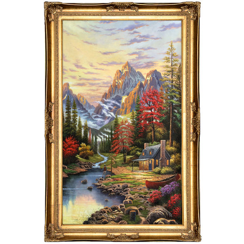 手绘美式乡村风景油画 欧式别墅客厅玄关装饰画田园托马斯油画N6