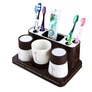 三口之家洗漱杯套装创意简约现代情侣刷牙杯牙膏牙具牙刷架置物架