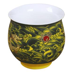 陶瓷双层大号茶杯子 功夫茶杯泡茶茶具单个品茗杯大小山水青花瓷