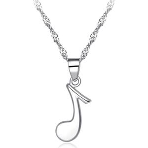 S925银项链男女情侣项链日韩国版流行装饰品性感音符吊坠