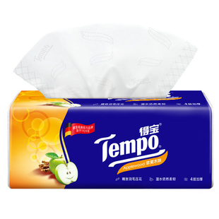 Tempo得宝抽纸16包苹果木味德保纸巾实惠装餐巾纸整箱家庭有香味