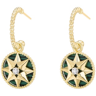 贝母罗盘大牌耳环女通勤耳环纯银针小耳坠精致高级感耳饰简约百搭