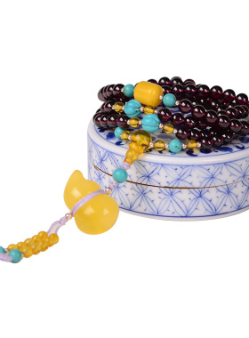 通透巴西紫牙乌石榴石佛珠手链