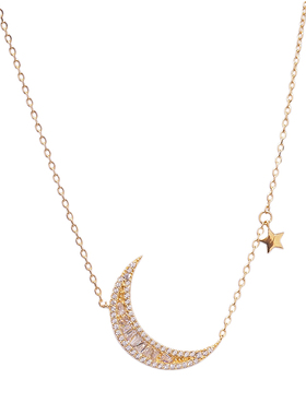 新款小众设计月亮纯银网红项链