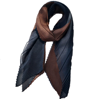 三色风琴百褶文艺小丝巾雪纺纱