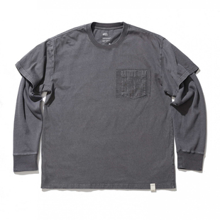 折扣 MADNESS WASHED LAYERED TEE 水洗长袖假两件口袋T恤 余文乐