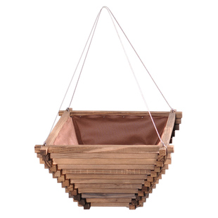 吊兰盆花盆 垂吊绿箩盆多肉壁挂花槽防腐木悬挂花箱中式复古花盆