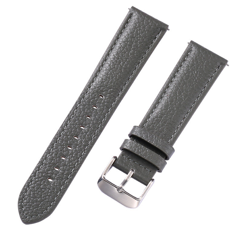 柒个我同款 灰色真皮手表带柔软防水 男女皮表链13 15 17 19 20mm
