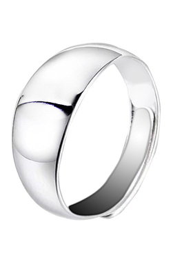 包邮990足银光面男女情侣款戒指