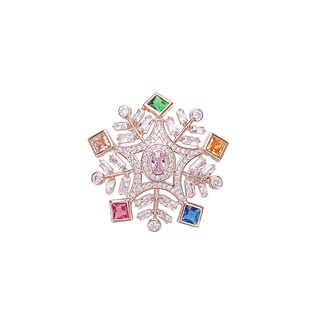 高端定制七彩奢华水晶雪花胸针固定衣服扣别针扣配饰百搭衣服装饰