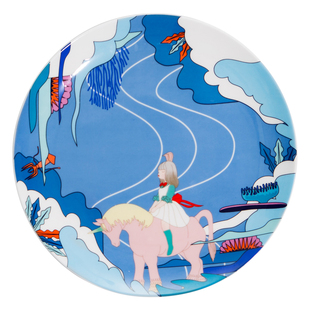 白夜童话创意家居装饰彩绘猫将军骨瓷盘时尚艺术独角兽陶瓷摆盘