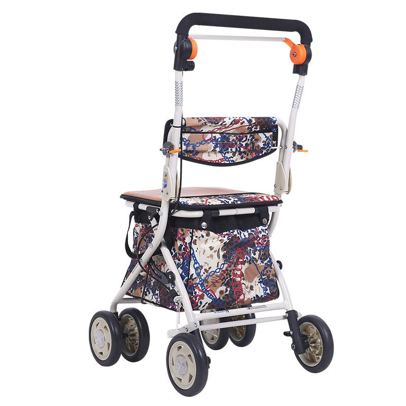 埃立娇老年购物车老人手推车买菜代步助行车便携式四轮车可坐折叠