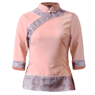 衣研堂酒店工作服七分袖女中国风茶楼服务员夏季中式餐厅餐饮服装