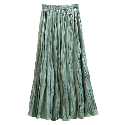 不规则褶皱白色半身裙长裙半裙