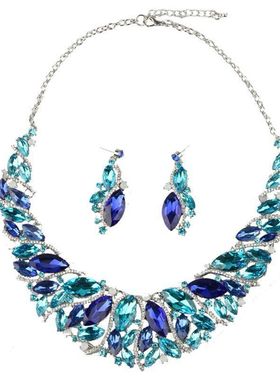 欧美宝石夸张礼服晚宴项链耳环