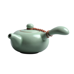 汝窑茶壶单壶汝瓷开片茶具陶瓷侧把壶手抓壶提梁壶过滤小号泡茶壶