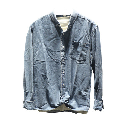 himan原宿文艺男青年牛仔衬衫